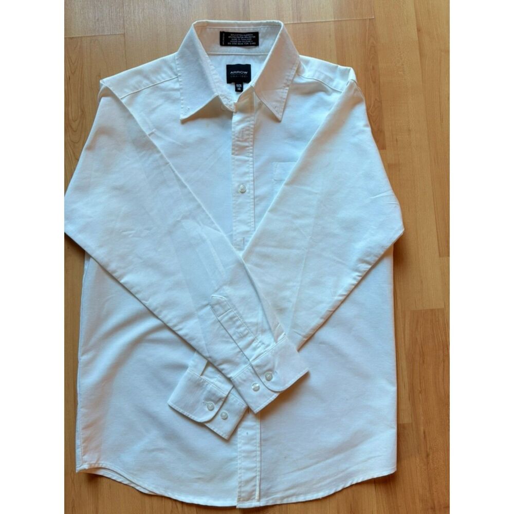 Arrow Boys Dress Shirt Long Sleeve Button Down Size 14